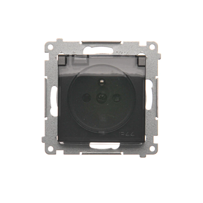 Prise de courant pour la version IP44 avec pour plusieurs cadres (module) 16A 250V volet transp. anthracite (métallique)