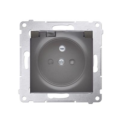 Prise de courant pour la version IP44 avec pour plusieurs cadres (module) 16A 250V volet transp. anthracite (métallique)