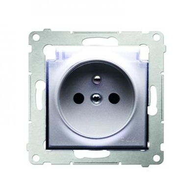 Prise de courant pour la version IP44 avec pour plusieurs cadres (module) 16A 250V volet transp. argent (métallique)