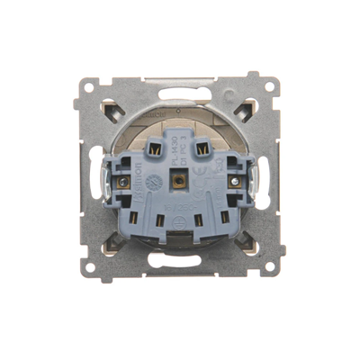 Prise de courant pour la version IP44 avec SANS JOINT pour cadres multiples (module) 16A 250V bornes à vis transp. or (métallique)