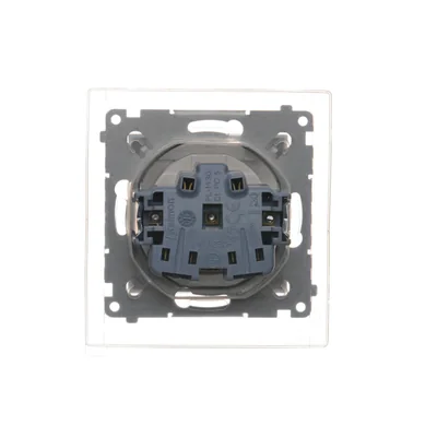 Prise de courant pour version IP44 avec obturateurs et joint de cadre (module) 16A 250V volet transparent blanc