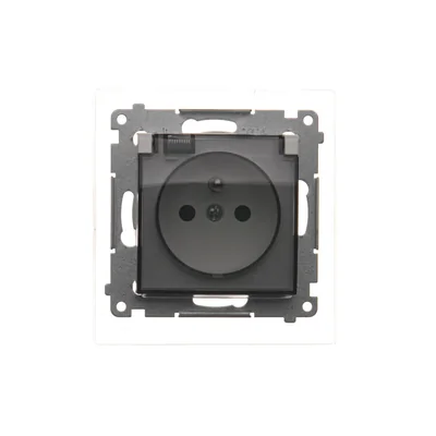 Prise de courant pour version IP44 avec obturateurs et joint de cadre (module) 16A 250V volet transparent blanc