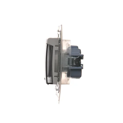 Prise de courant pour version IP44 avec obturateurs et joint de cadre (module) 16A 250V volet transparent blanc
