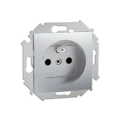 Prise de courant simple avec mise à la terre (module) 16A 250V aluminium (métallique)