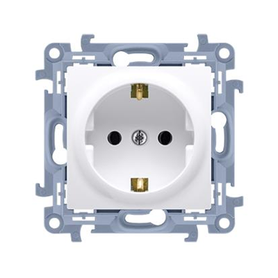 Prise de courant simple avec mise à la terre schuko et obturateurs pour chemins de courant (module) 16A 230V blanc