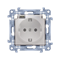 Prise de courant simple avec mise à la terre schuko IP44 avec un joint et des obturateurs pour les chemins de courant (module) 16A 230V crème avec un volet transparent