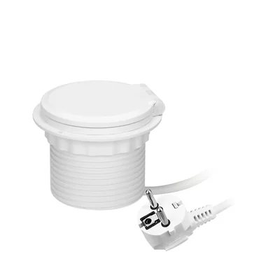 Prise de meuble encastrée dans le plateau de table avec chargeur inductif, chargeur USB, 1G/U blanc