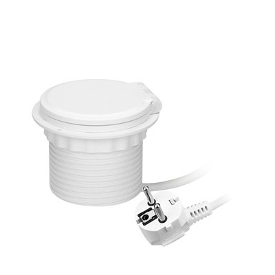 Prise de meuble encastrée dans le plateau de table avec chargeur inductif, chargeur USB, 1G/U blanc