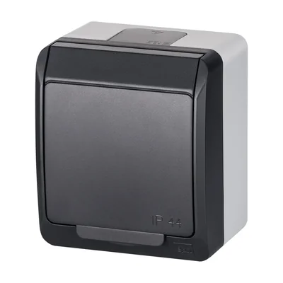 Prise de surface simple HERMES avec mise à la terre 2P+Z IP 44 - couleur anthracite