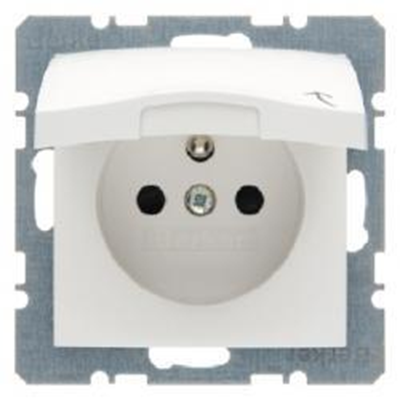 Prise de terre avec couvercle blanc