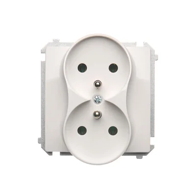Prise double avec mise à la terre (module) 16A 230V blanc