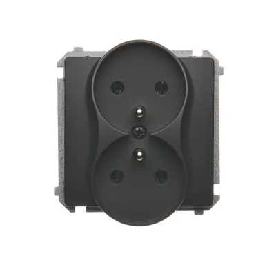 Prise double avec terre 16A 250V bornes à vis graphite mat