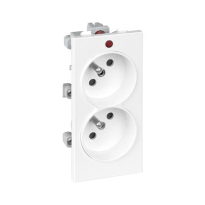 Prise double CIMA avec terre 2x230V 16A blanc pur