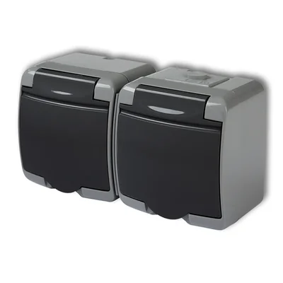 Prise double JUNIOR avec mise à la terre 2x(2P+Z) (clapet en graphite ; sans obturateurs)