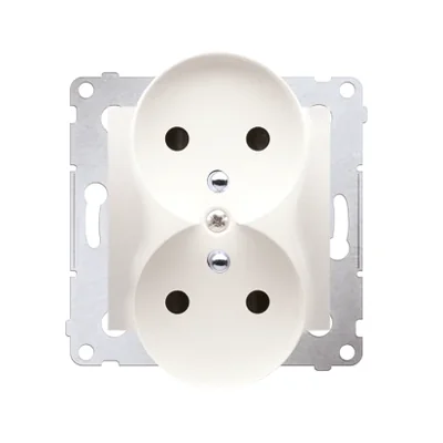 Prise double mise à la terre pour cadres nature 230V, crème