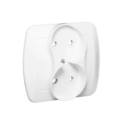 Prise double sans terre 16A 230V bornes à vis blanches