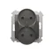 Prise double sans terre à volets (module) 16A 250V anthracite (métallique)