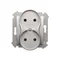 Prise double sans terre à volets (module) 16A 250V argent (métallique)