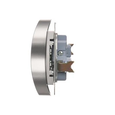 Prise double sans terre à volets (module) 16A 250V argent (métallique)