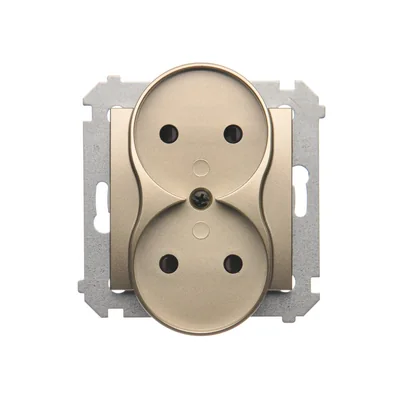 Prise double sans terre à volets (module) 16A 250V or (métallique)