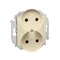 Prise double sans terre (module) avec obturateurs pour chemins de courant, 16A, 230V, bornes à vis, beige