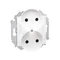 Prise double sans terre (module) avec obturateurs pour chemins de courant, 16A, 230V, bornes à vis, blanc