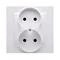 Prise double sans terre MONOBLOCK (module) 16A 230V complet blanc