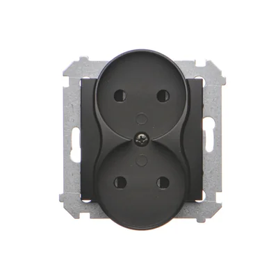 Prise double sans terre Simon 54 WMDW-00200M-049 avec obturateurs (module) 16 A, 250 V~, bornes à vis ; noire *Pour châssis S54 PREMIUM
