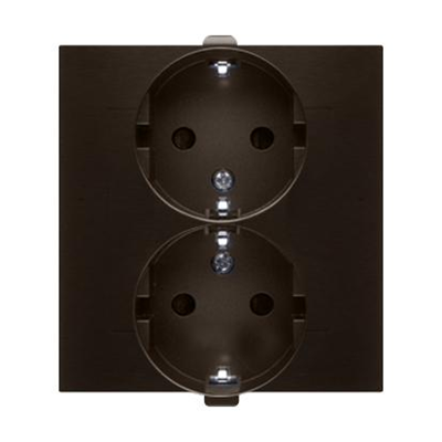 Prise double Schuko 230V, bronze mat métallisé