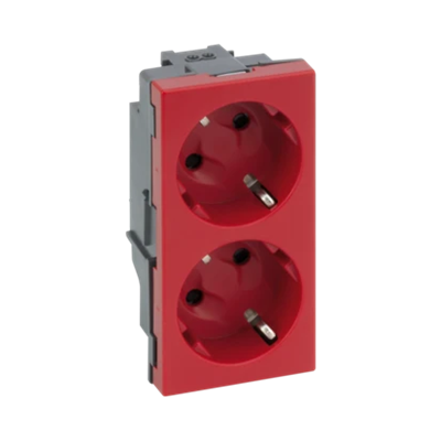 Prise double SIMON 500 SCHUKO 16A 250V connecteurs rapides/bornes à vis rouge