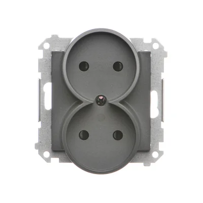 Prise double Simon 55 WMDW-00200N-116 sans mise à la terre avec obturateurs (module) 16 A, 250 V~, connecteurs rapides ; graphite mat