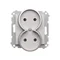 Prise double Simon 55 WMDW-00200N-143 sans mise à la terre avec obturateurs (module) 16 A, 250 V~, connecteurs rapides ; aluminium mat