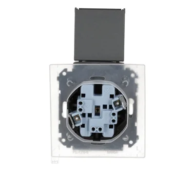 Prise double Simon 55 WMDW-00200O-116 pour version IP44 avec joint (module) 16 A, 250 V~, connecteurs rapides. Rabat couleur couvercle ; graphite mat