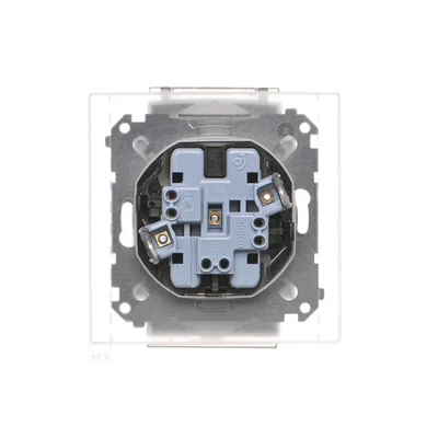 Prise double Simon 55 WMDW-00200O-143A pour version IP44 avec joint (module) 16 A, 250 V~, connecteurs rapides. Rabat transparent ; aluminium mat