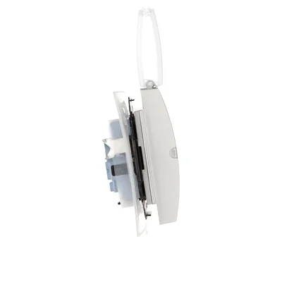 Prise double Simon 55 WMDW-00200O-143A pour version IP44 avec joint (module) 16 A, 250 V~, connecteurs rapides. Rabat transparent ; aluminium mat