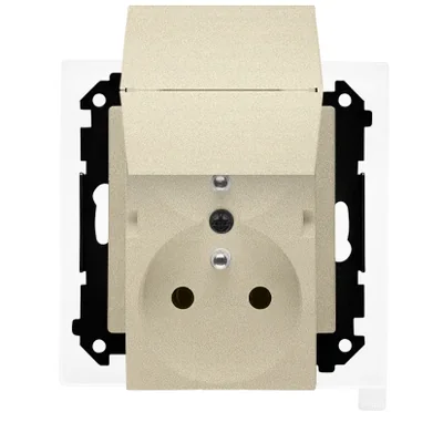 Prise double Simon 55 WMDW-00200O-144 pour version IP44 avec joint (module) 16 A, 250 V~, connecteurs rapides. Rabat couleur champagne mat.