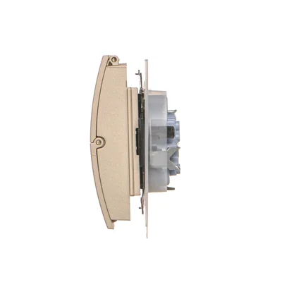 Prise double Simon 55 WMDW-00200O-144 pour version IP44 avec joint (module) 16 A, 250 V~, connecteurs rapides. Rabat couleur champagne mat.