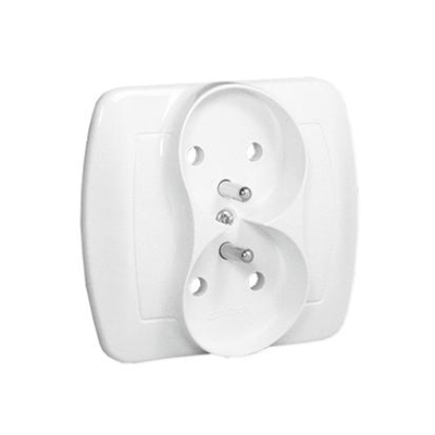 Prise double terre 16A 230V blanc