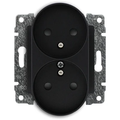 Prise double VENA avec mise à la terre et obturateur de circuit, sans cadre, ANTHRACITE