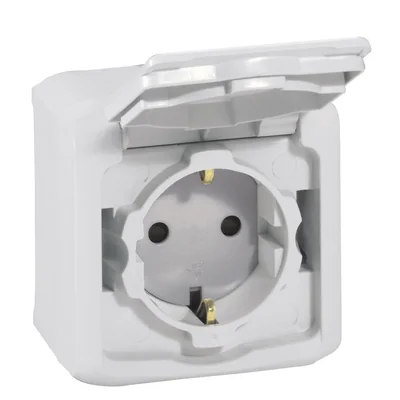 Prise électrique simple avec obturateur gris