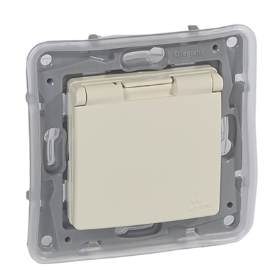 Prise électrique simple IP44 couleur crème
