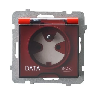 Prise étanche aux projections d'eau AS DATA avec mise à la terre et clé d'autorisation IP44, clapet anti-fumée, rouge