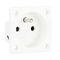 Prise femelle à broche 16A 2P+T 230V 50/60Hz IP54, bride de connexion arrière 50X50, contacts nickelés, blanc