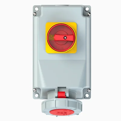 Prise fixe IP67 63A 400V 3P+N+C avec interrupteur 0-1