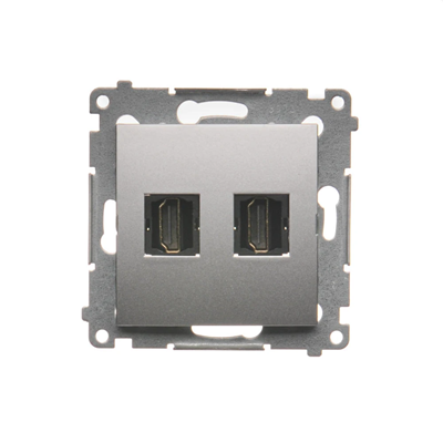 Prise HDMI double (module) argent métallisé