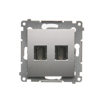 Prise HDMI double (module) argent métallisé