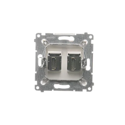 Prise HDMI double (module) doré métallisé