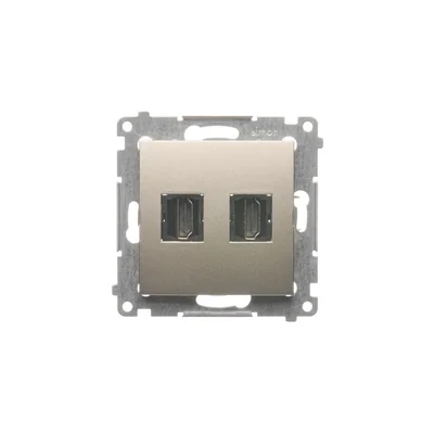 Prise HDMI double (module) doré métallisé