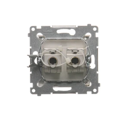 Prise informatique double RJ45, catégorie 6, blindée avec cache anti-poussière (module) or (métallique)