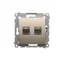 Prise informatique double RJ45, catégorie 6, blindée avec cache anti-poussière (module) or (métallique)